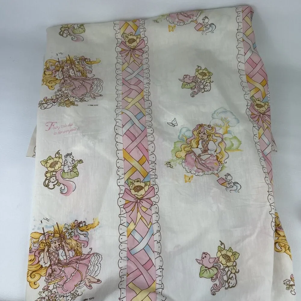 Vintage Lady Lovely Locks Twin Fitted Bed Sheet Pixietails 1986 Kids Bedding